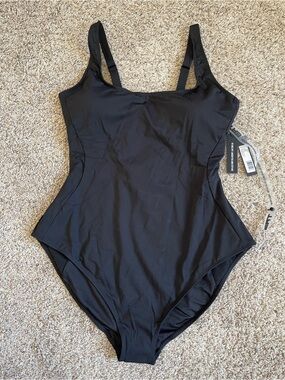 TA3 Pammy Black One Piece Swimsuit 3X Regular Long NWT